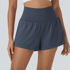 HALARA High Waist Blue Shorts with Seamless Waistband